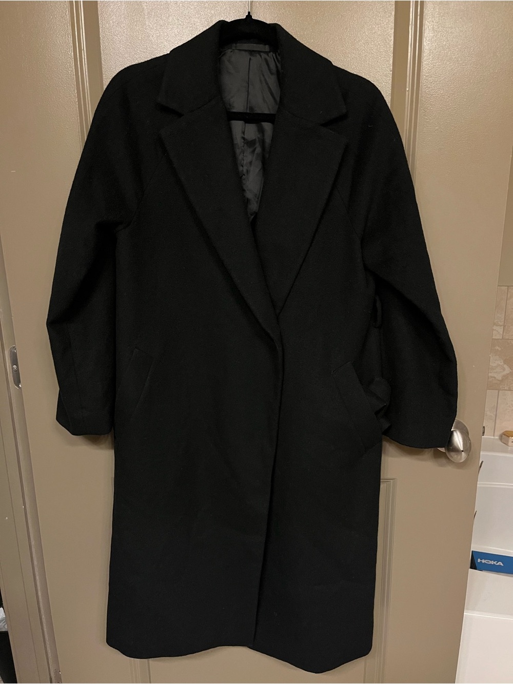 Uniqlo Women's Black Wool Long Trench Coat